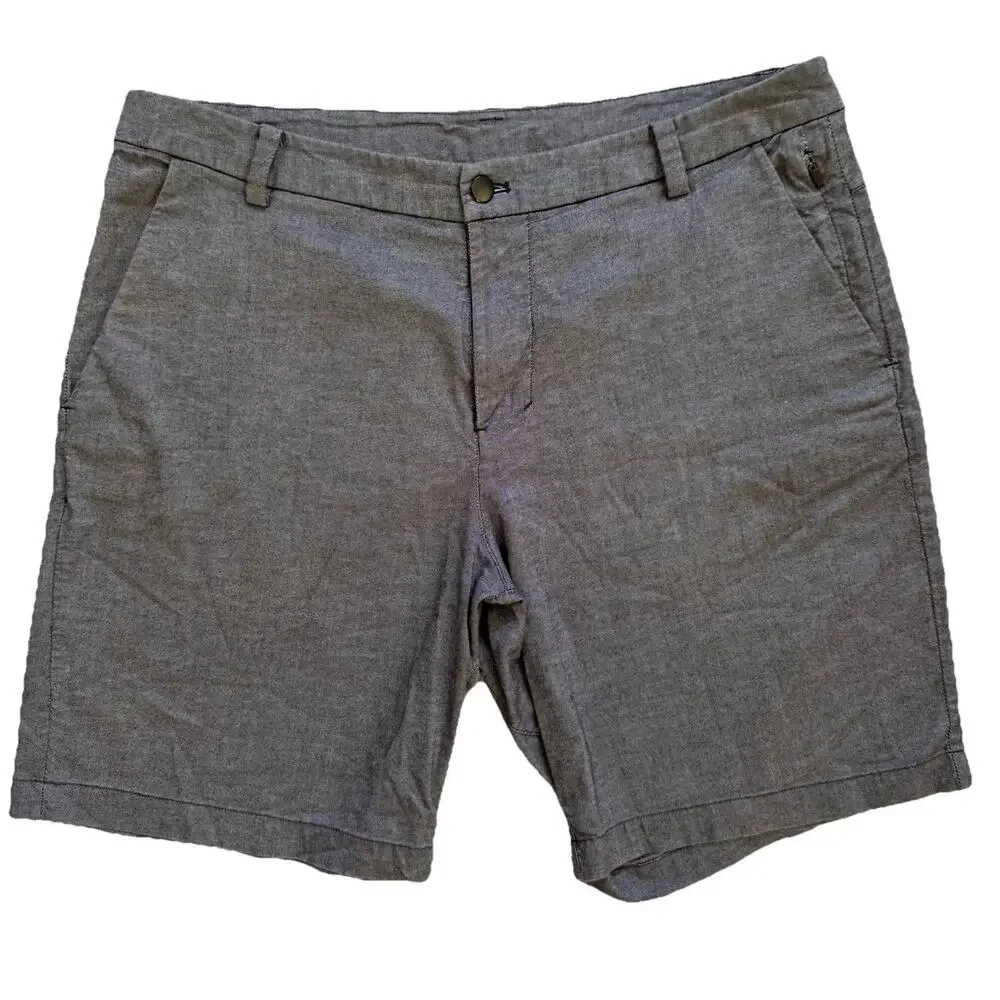 Lululemon Athletica Men's Brown Chino Stretch Shorts Size 36 Logo Athleisure